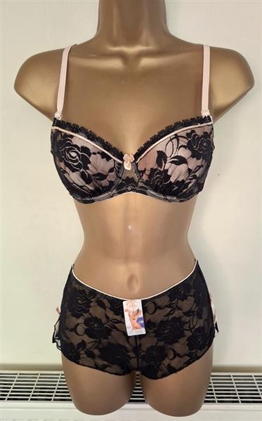 Grote foto chique zwarte voorgevormde bh met hipster 85a kleding dames ondergoed en lingerie