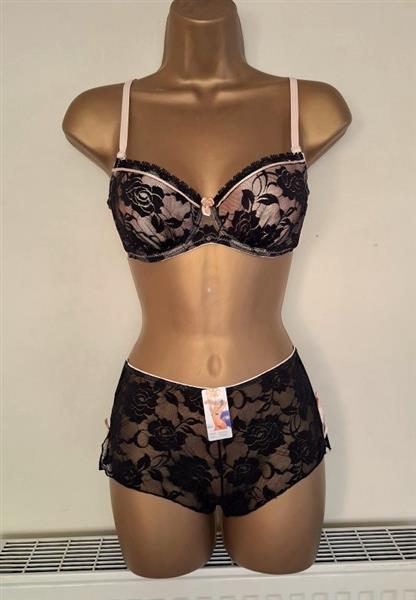 Grote foto chique zwarte voorgevormde bh met hipster 85a kleding dames ondergoed en lingerie