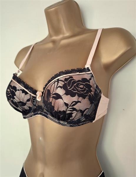 Grote foto chique zwarte voorgevormde bh met hipster 85a kleding dames ondergoed en lingerie