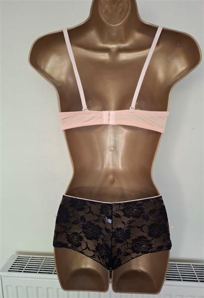 Grote foto chique zwarte voorgevormde bh met hipster 85a kleding dames ondergoed en lingerie