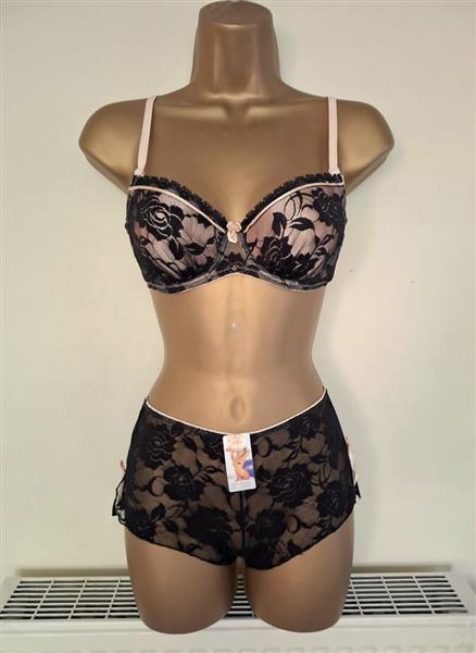 Grote foto chique zwarte voorgevormde bh met hipster 85a kleding dames ondergoed en lingerie