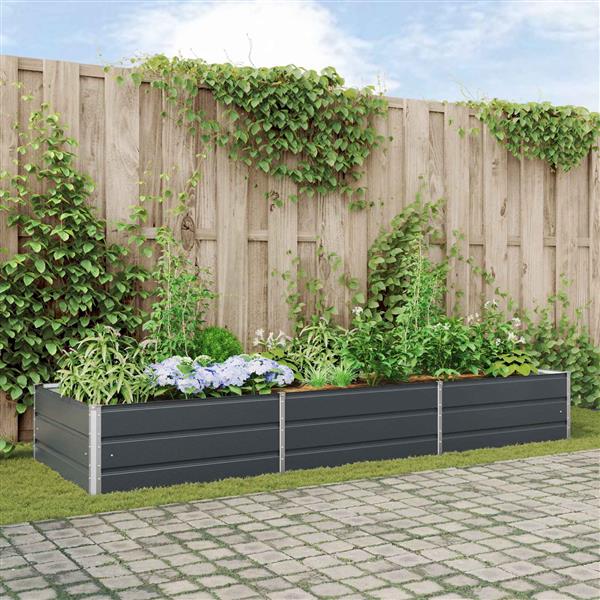 Grote foto vidaxl plantenbak antraciet 195 x 100 x 45 cm gegalvaniseerd staal tuin en terras overige tuin en terras