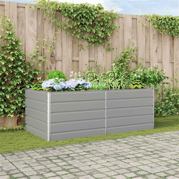 Grote foto vidaxl plantenbak lichtgrijs 195 x 100 x 45 cm gegalvaniseerd staal tuin en terras overige tuin en terras