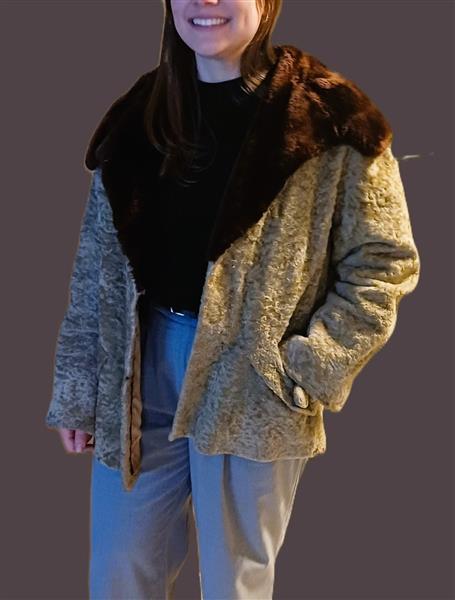 Grote foto vintage jas in lamsbont met kraag in mouton dore kleding dames jassen winter