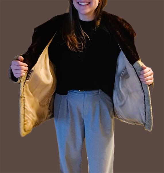 Grote foto vintage jas in lamsbont met kraag in mouton dore kleding dames jassen winter