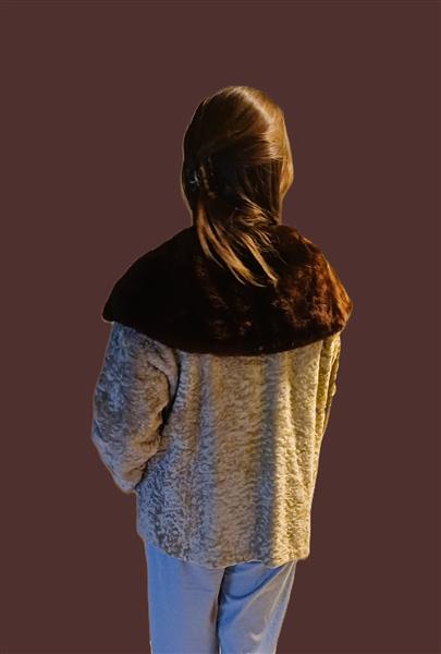 Grote foto vintage jas in lamsbont met kraag in mouton dore kleding dames jassen winter