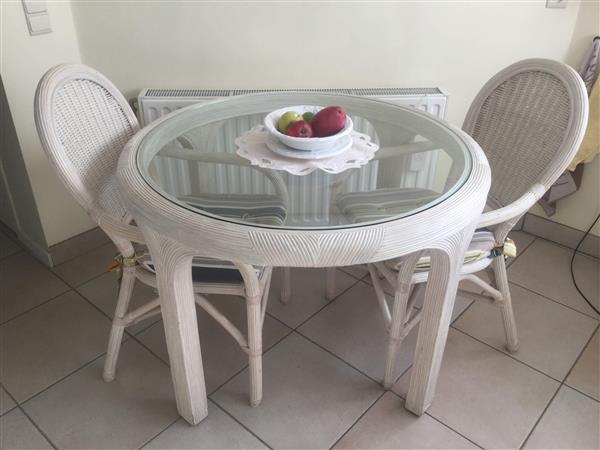 Grote foto italiaanse design rotan tafel met stoelen huis en inrichting eettafels