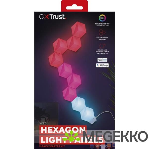Grote foto trust gxt 902 vybz rgb hexagon lichtpanelen computers en software overige computers en software