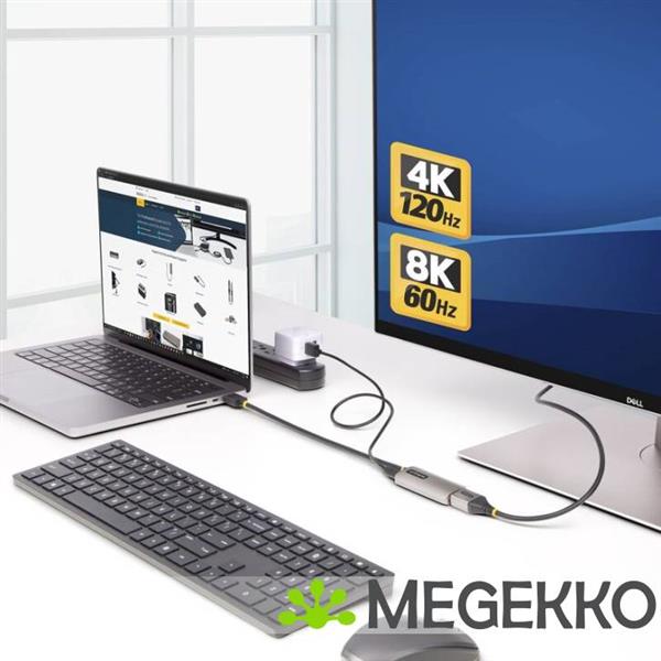 Grote foto startech.com 30cm hdmi naar displayport adapter kabel 8k 60hz actieve hdmi 2.1 naar dp 1.4 video c computers en software overige computers en software