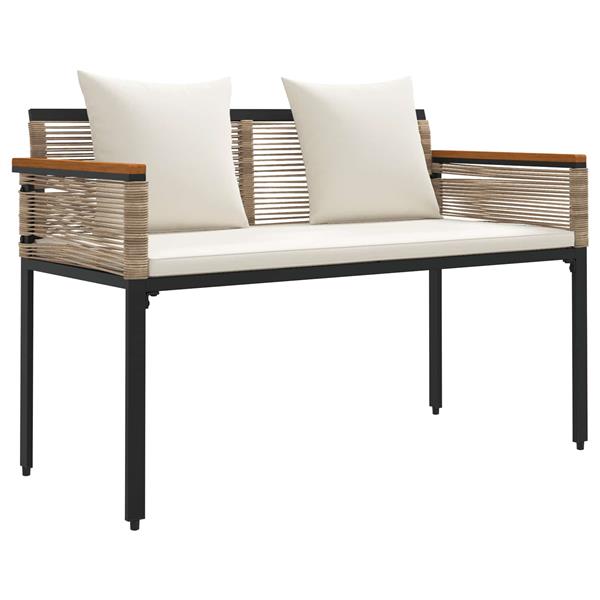 Grote foto vidaxl tuinbank beige en cr me wit 117 x 54 x 74.5 cm poly rattan tuin en terras tuinmeubelen