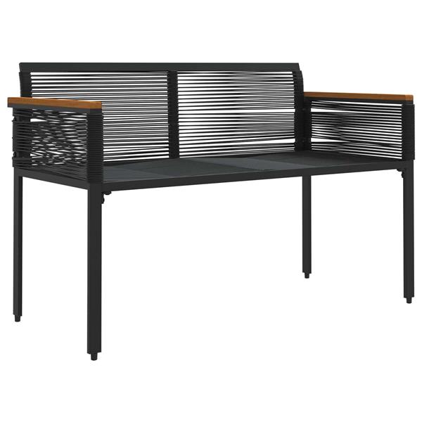 Grote foto vidaxl tuinbank met kussen zwart 117 x 54 x 74.5 cm poly rattan tuin en terras tuinmeubelen
