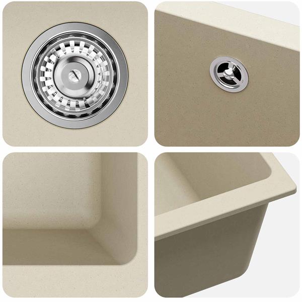Grote foto vidaxl wasbak beige 430 x 460 mm 80 kwarts en 20 hars huis en inrichting keukens