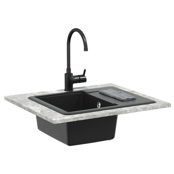 Grote foto vidaxl wasbak zwart 560 x 460 mm 80 kwarts en 20 hars huis en inrichting keukens