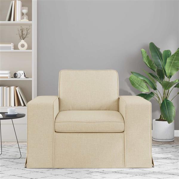 Grote foto vidaxl bank cr me 103 x 80 x 82 cm stof huis en inrichting bankstellen