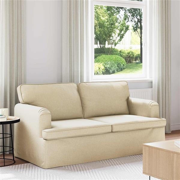 Grote foto vidaxl bank cr me 142 x 80 x 85 cm stof huis en inrichting bankstellen