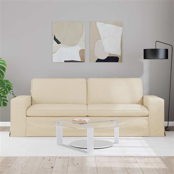 Grote foto vidaxl bank cr me 222 x 80 x 82 cm stof huis en inrichting bankstellen