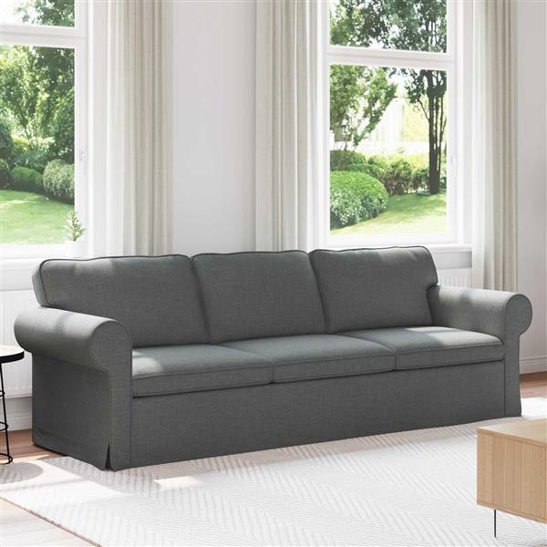 Grote foto vidaxl bank donkergrijs 245 x 82 x 80 cm stof huis en inrichting bankstellen