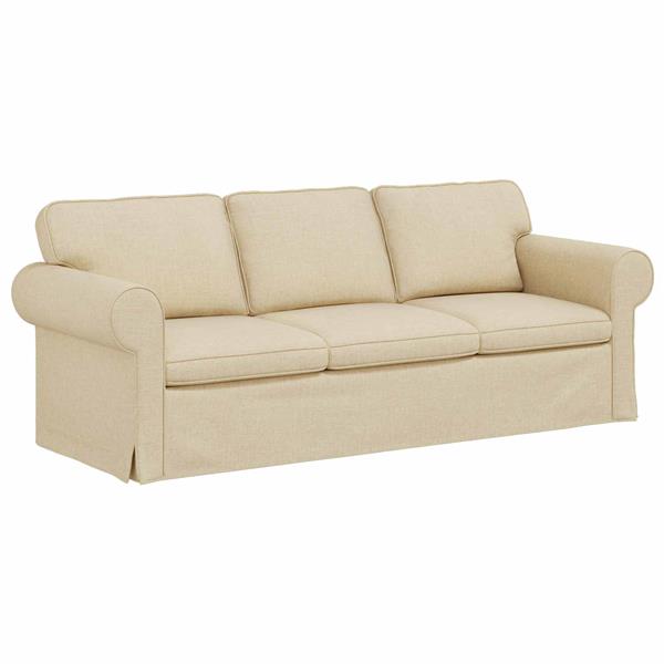 Grote foto vidaxl bank cr me 215 x 82 x 80 cm stof huis en inrichting bankstellen