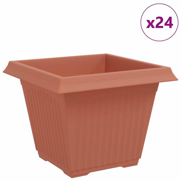 Grote foto vidaxl vierkante bloempot 24 pcs baksteenrood 43 x 43 x 33 5 cm tuin en terras overige tuin en terras