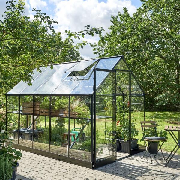 Grote foto nieuw tuinkas qube 610 zwart gecoat tuin en terras tuinhuisjes en blokhutten