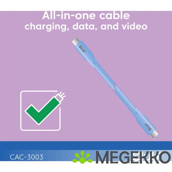 Grote foto club3d usb4 gen 3x2 20gbps 240w usb type c 2m blauw computers en software overige computers en software