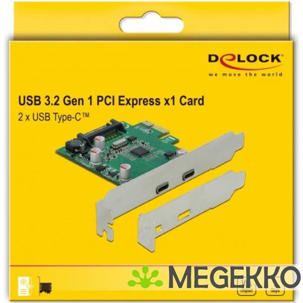 Grote foto delock 90493 pci express x1 kaart naar 2 x externe usb 5 gbps usb type c female computers en software overige computers en software