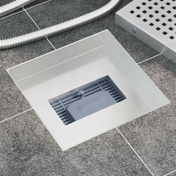 Grote foto vidaxl dot doucheafvoer zilver 20 x 20 cm roestvrij staal 304 doe het zelf en verbouw sanitair