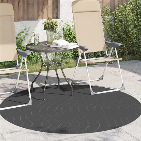 Grote foto vidaxl vloerkleden rond palmeras antraciet 120 cm polyester huis en inrichting vloerbedekking en kleden