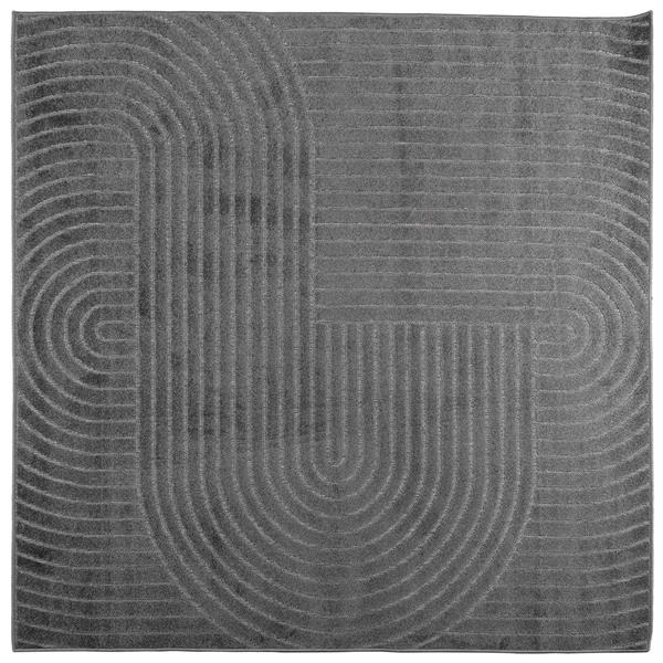 Grote foto vidaxl vloerkleden vierkant palmeras antraciet 200 x 200 cm polyester huis en inrichting vloerbedekking en kleden