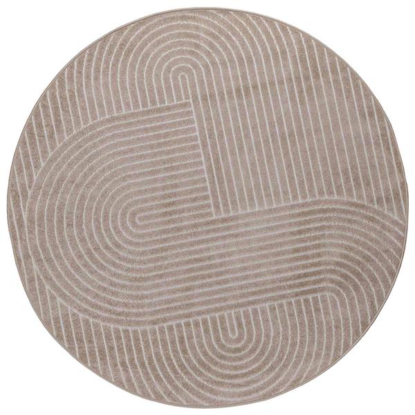 Grote foto vidaxl vloerkleden rond palmeras beige 200 cm polyester huis en inrichting vloerbedekking en kleden