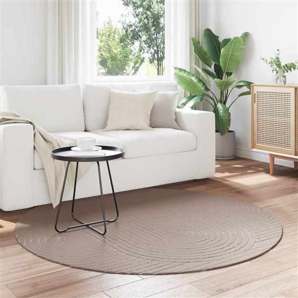 Grote foto vidaxl vloerkleden rond palmeras beige 160 cm polyester huis en inrichting vloerbedekking en kleden