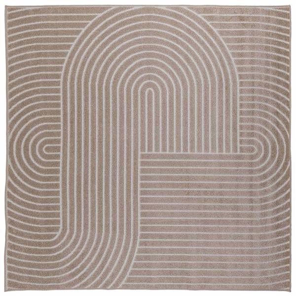 Grote foto vidaxl vloerkleden vierkant huarte beige 240 x 240 cm polyester huis en inrichting vloerbedekking en kleden