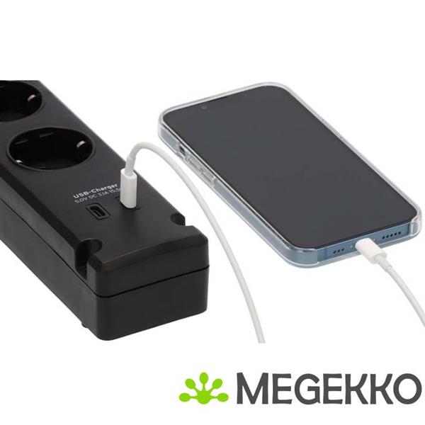 Grote foto bremounta stekkerdoos met 2 usb c laadaansluitingen 5x zwart 3m h05vvf3g1.5 computers en software overige