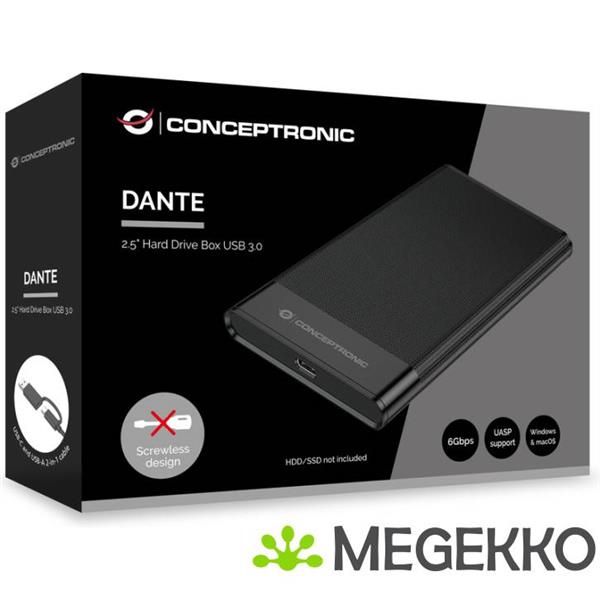 Grote foto conceptronic dante06b behuizing voor opslagstations hdd ssd behuizing zwart 2.5 computers en software behuizingen en kasten