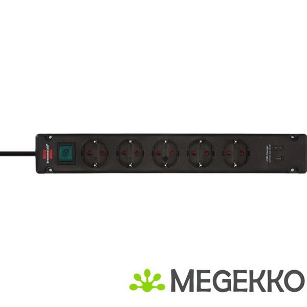 Grote foto bremounta stekkerdoos met 2 usb c laadaansluitingen 5x zwart 3m h05vvf3g1.5 computers en software overige