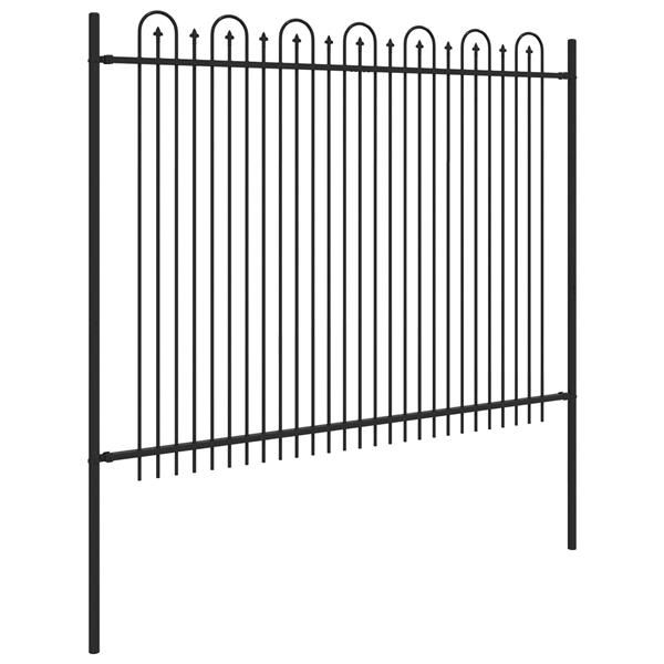 Grote foto vidaxl spike boog hek zwart 200 x 200 cm gepoedercoat staal tuin en terras hekken en schuttingen