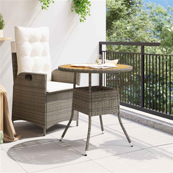 Grote foto vidaxl dinertafel grijs en acacia 70 x 70 x 73 cm massief acaciahout tuin en terras tuinmeubelen