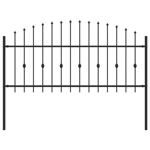 Grote foto vidaxl spike fence zwart 200 x 130 cm gepoedercoat staal tuin en terras hekken en schuttingen