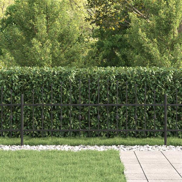 Grote foto vidaxl spike fence zwart 200 x 130 cm gepoedercoat staal tuin en terras hekken en schuttingen