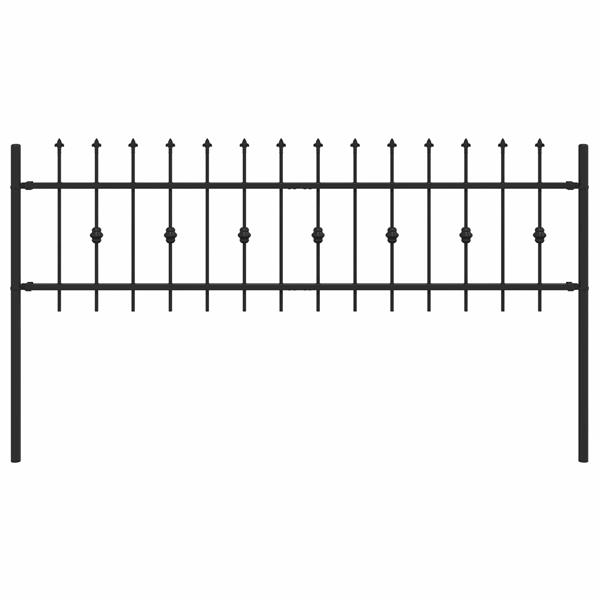 Grote foto vidaxl spike fence zwart 200 x 130 cm gepoedercoat staal tuin en terras hekken en schuttingen