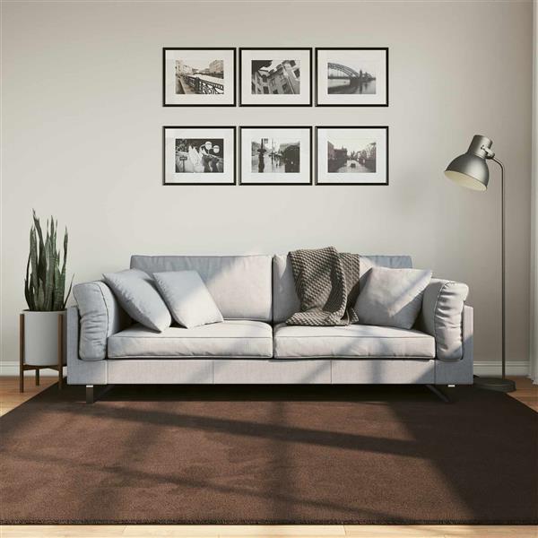 Grote foto vidaxl medium pile zachte en wasbare tapijt huarte bruin 200 x 200 cm huis en inrichting vloerbedekking en kleden