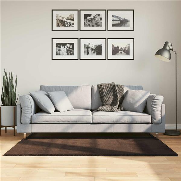 Grote foto vidaxl medium pile zachte en wasbare tapijt huarte bruin 150 x 80 cm huis en inrichting vloerbedekking en kleden