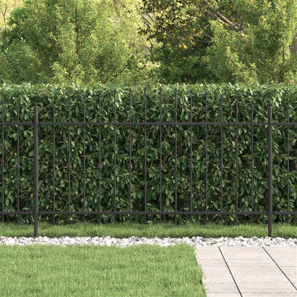 Grote foto vidaxl spike fence zwart 200 x 150 cm gepoedercoat staal tuin en terras hekken en schuttingen