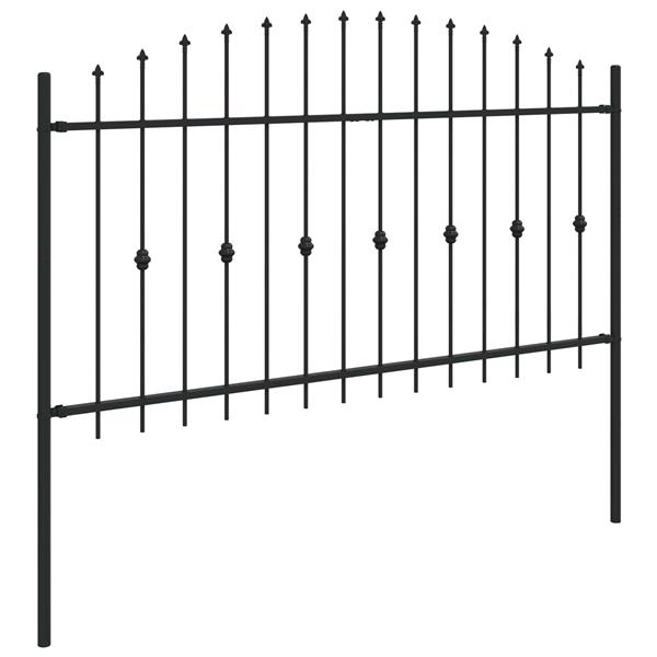 Grote foto vidaxl spike fence zwart 200 x 150 cm gepoedercoat staal tuin en terras hekken en schuttingen