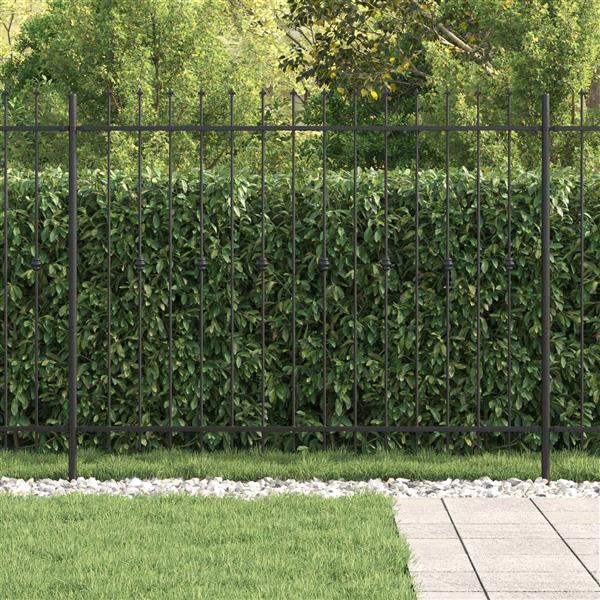 Grote foto vidaxl spike fence zwart 200 x 200 cm gepoedercoat staal tuin en terras hekken en schuttingen