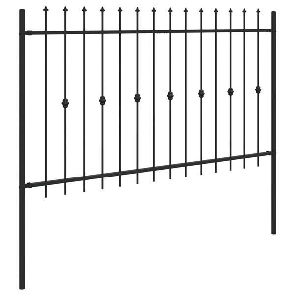 Grote foto vidaxl spike fence zwart 200 x 130 cm gepoedercoat staal tuin en terras hekken en schuttingen