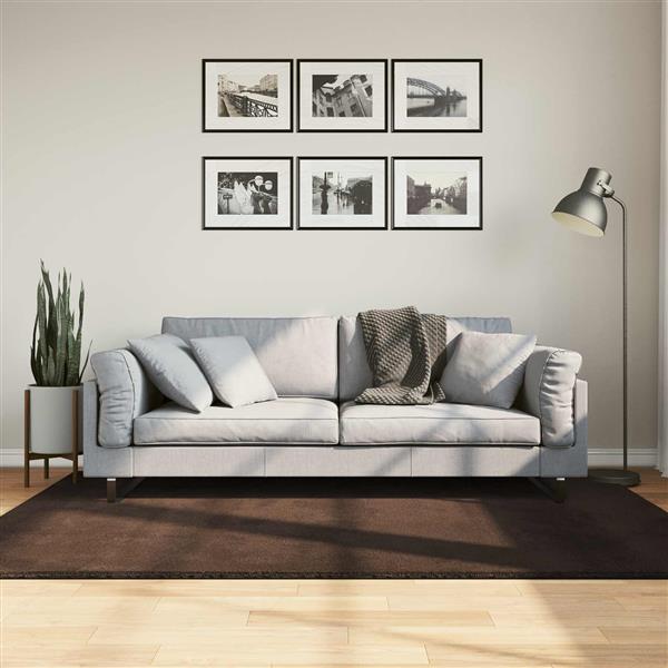 Grote foto vidaxl vloerkleden rechthoekig huarte bruin 200 x 140 cm polyester huis en inrichting vloerbedekking en kleden