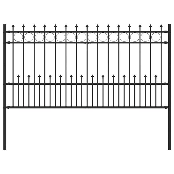 Grote foto vidaxl spike ring hek zwart 200 x 150 cm gepoedercoat staal tuin en terras hekken en schuttingen