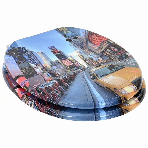 Grote foto vidaxl zachte sluit toiletbril multikleur 44 x 38 cm mdf plaat doe het zelf en verbouw sanitair