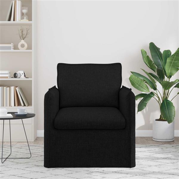 Grote foto vidaxl bank zwart 195 x 82 x 85 cm stof huis en inrichting bankstellen